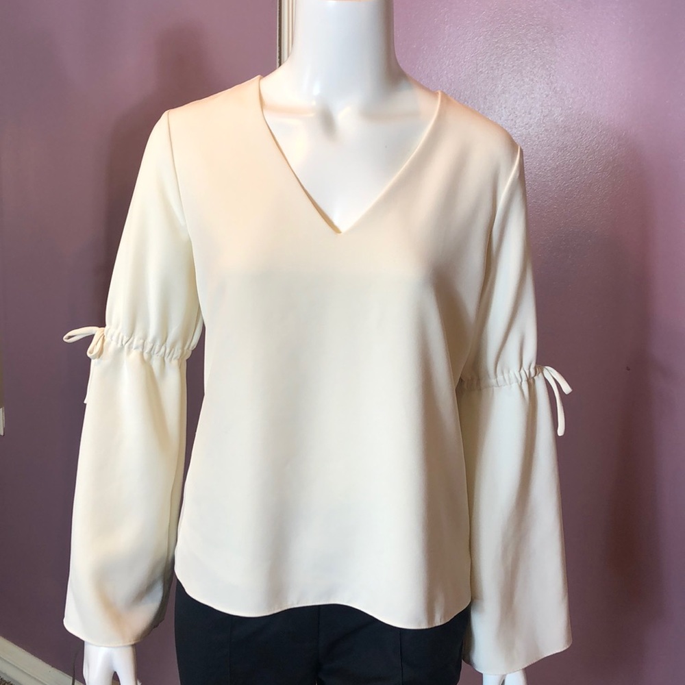 Cooper & Ella V-Neck Woven Top with Bell Sleeves